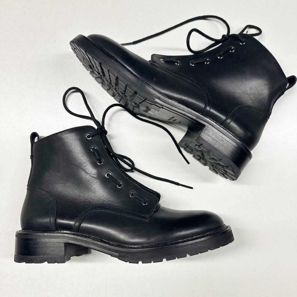 Rag & Bone Cannon Black Leather Combat Boots Womens Size 38.5